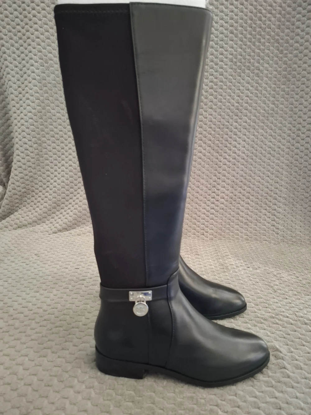 Michael Kors Hamilton Black Leather Tall Boots Size 5.5M